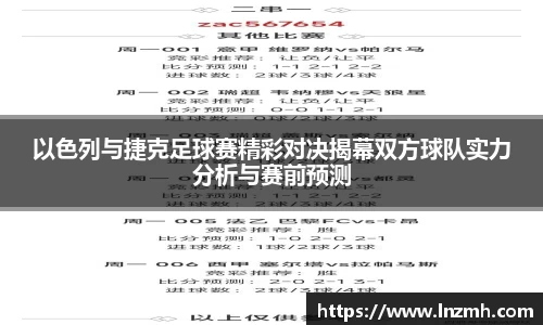 以色列与捷克足球赛精彩对决揭幕双方球队实力分析与赛前预测